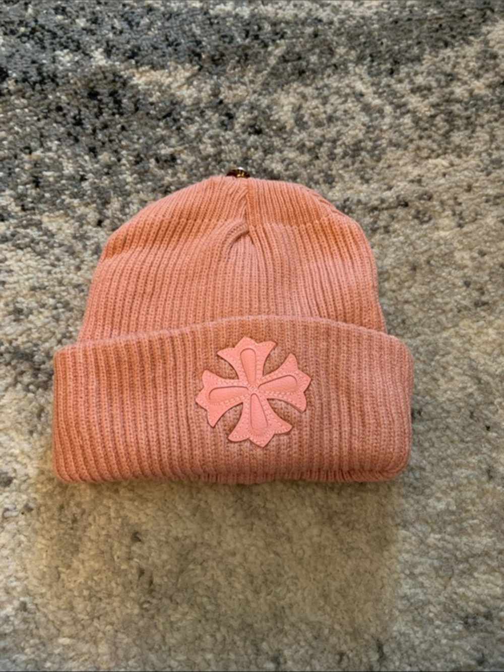 Chrome Hearts Pink Cross Patch Beanie Hat